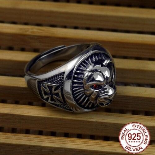 Fine personality leopard head design M Ring 925 Sterling silver colour men&women adjustable Vintage ring fashion jewelry