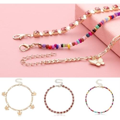 1/3PCS Foot Chain Colorful Bead Anklet Decorative Pendant Charm Anklet Feet Jewelry Women Girls Bohemian Leg Chain Jewellery
