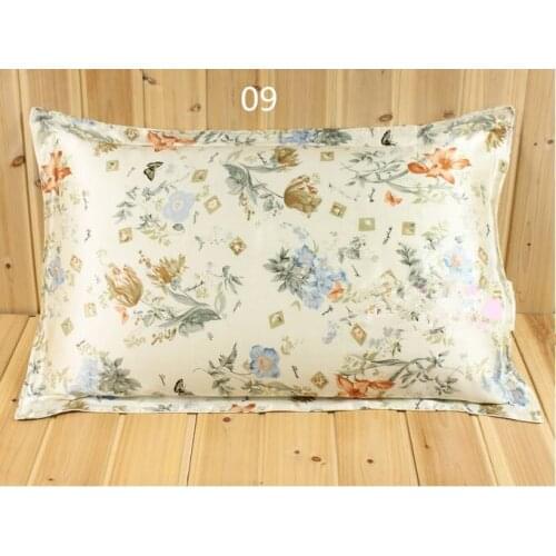 100% Mulberry Silk 16 mm Pattern Printed Double Pure Silk Pillowcases 74 X 48 cm Standard Type 2 pieces On Sale