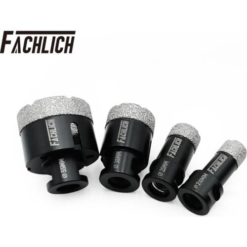 FACHLICH 4pcs/Set Dry Diamond Drilling Core Hole Bits Cutter Porcelain for Ceramic Tile Hole Saw M14 Thread