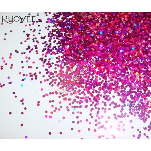 50g 1MM Glitter Laser Holographic Purple-red Dazzling Hexagon nail Paillette Spangle Shape for Nail Art Decoration Glitter Craft