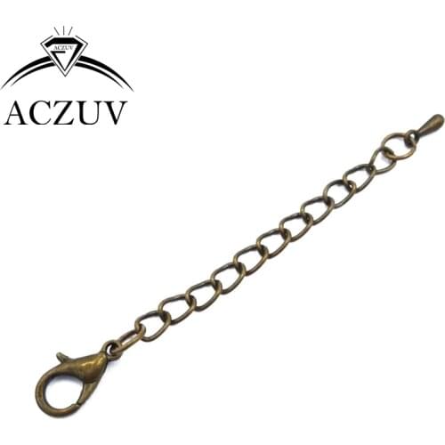 500pcs Antique Bronze Chain Extender and Teardrops Extend Chain Findings with 12mm Lobster Clasp For Necklace DIY EXTC006