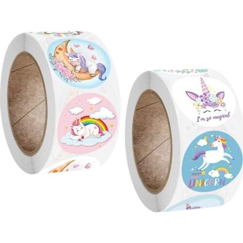 500pcs/roll Sticker Envelope Gift Sealing Unicorn Sticker Cute Cartoon Unicorn Reward Sticker Stickers