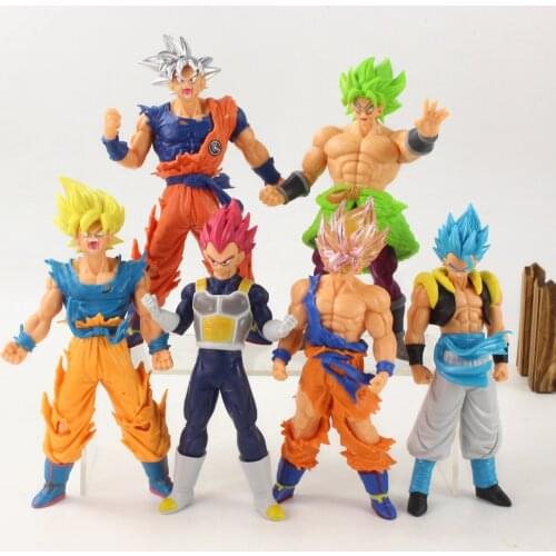 6pcs/set 18-19cm Dragon Ball Figure Toys Goku Vegeta Broly PVC Cartoon Collection Model Dolls Figurine
