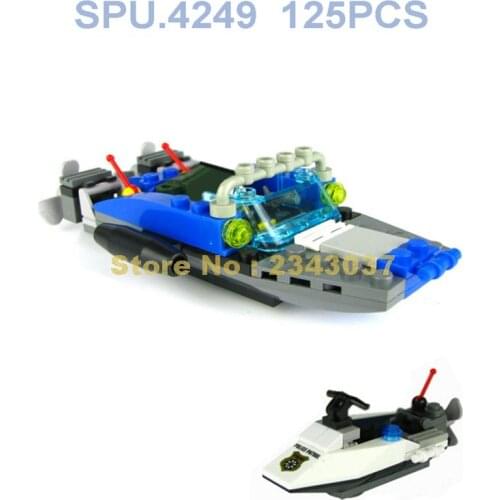 6733 125pcs Urban Marine Police Ship Boat 2 Dolls Building Blocks Toy