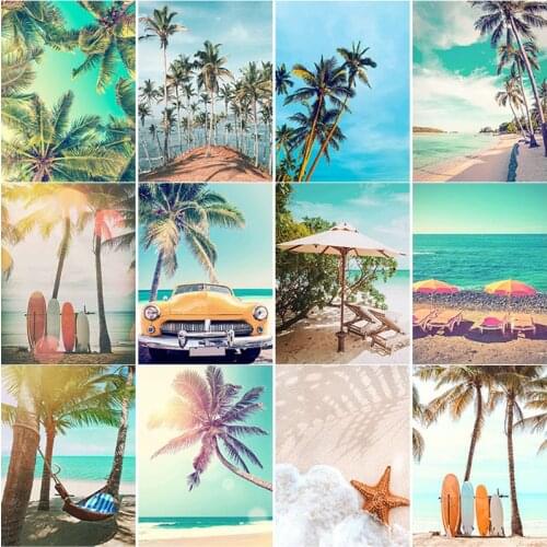 New 5D DIY Diamond Painting Full Square Round Drill Sea View Diamond Embroidery Sandy Beach Cross Stitch Home Decor Manual Gift