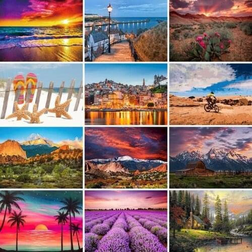 GATYZTORY 5D Diamond Painting Landscape Pictures Of Rhinestones Diamond Embroidery Cross Stitch Mosaic Home Decor