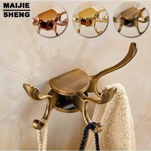 Antique wall clothes rack cloth hook wall hook Robe Hook for Bathroom Hanger Accessory Hanger Free shipping Rotation three hooks