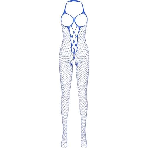 Fishnet Bodysuit Sexy Lingerie for Women Hollow Out Full Body Stocking Halter Neck Open Cup Crotchless Closed Toes Bodystocking