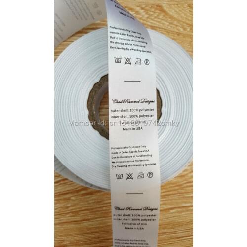 Free shipping customized clothing care labels/garment silk printed tags/clothing label printing/fabric brand 1000 pcs a lot