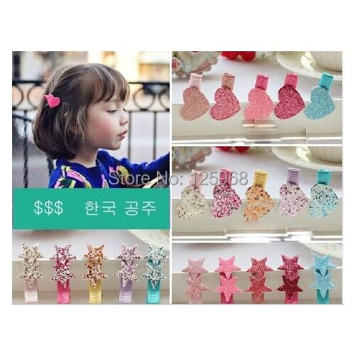 Free Shipping 2017 New 50pcs/lot Fashion Shiny Star&Heart Design turban Hair Clips Tiny Girls Hairclips Kids Hair Accessories