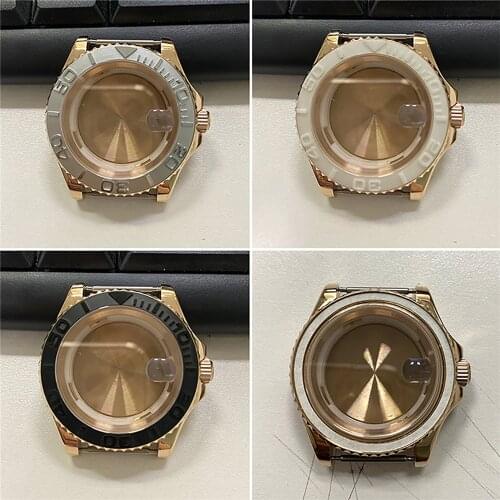 40MM Stainless Steel Rose Gold Watch Case Kit for Miyota 8215 8200 821A Watch for Mingzhu 2813 Automatic Mechanical Movement