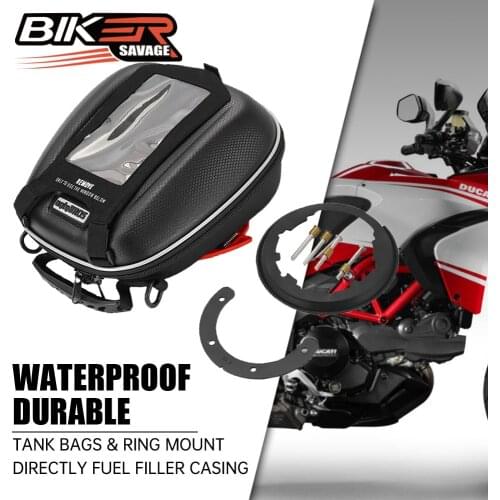 For DUCATI Multistrada 1200 1260 950 S DVT V4 Waterproof Motorcycle Saddle Tank Bags & Ring Mount Directly Fuel Filler Casing