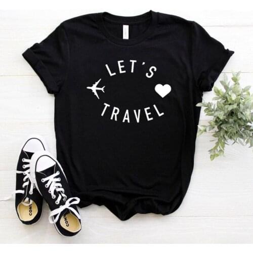 Lets Travel Women Tshirt Cotton Casual Funny T Shirt Gift For Lady Yong Girl Top Tee 6 Color Drop Ship