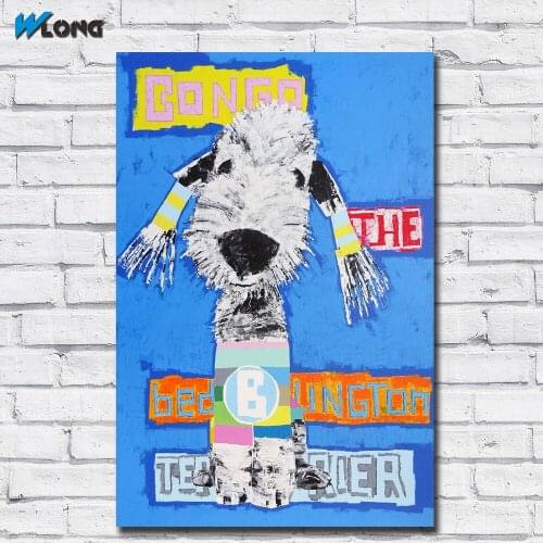 Fashion Printing Bedlington Terrier Dog Oil Painting Wall Art Picture Home Decor Living Room Modern Canvas No Frame Paintings