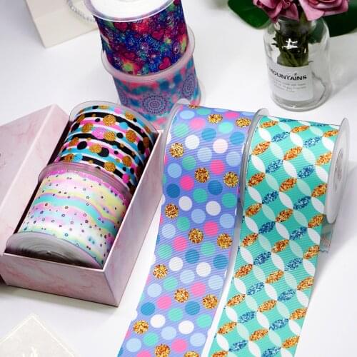 DIY Cartoon Dots And Stars Printed Grosgrain Ribbon For Craft Supplies Sewing Accessories 5 Yards. 18293