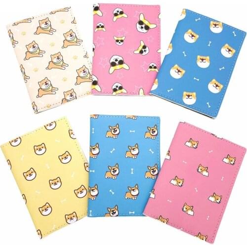 Mcneely Lovely Cartoon Dog Kids Leather Passport Cover Wallet Women Travel Passport HolderBusiness Card Holder Purse
