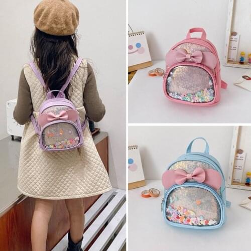 Girls' cute backpack Princess transparent jelly pack sequined bow