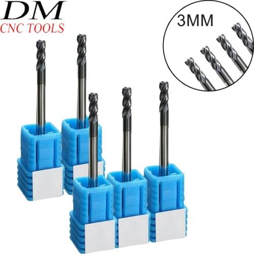 5pcs Set Kit Solid Carbide End Mill 2 Flute Tungsten Coated CNC Slot Drill 3mm CNC Lathe milling tools