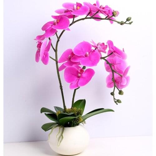 Real Touch Artificial latex Orchid Butterfly Flowers Fake Phalaenopsis moth Orchid silk Flower for wedding Home party Decoration
