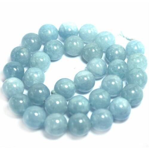 Genuine 8mm Natural Aquamarine Round Gem stone Loose Beads 15" Strand AAA