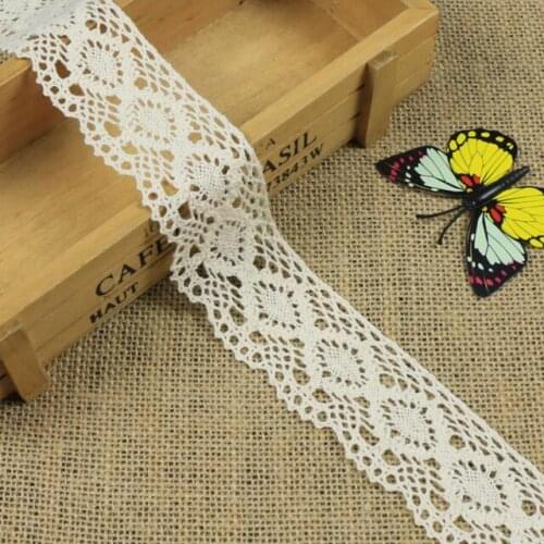 New Arrived 20yds/lot White Beige Lace Fabric Ribbon Cotton Lace Trim Sewing Material For Home Curtains Garment Accessories DIY