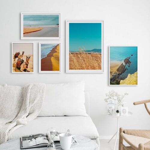 Ocean Beach Desert Camel Leaves Landscape Wall Art Canvas Painting Nordic Posters And Prints Decoration Picturer For Living Room