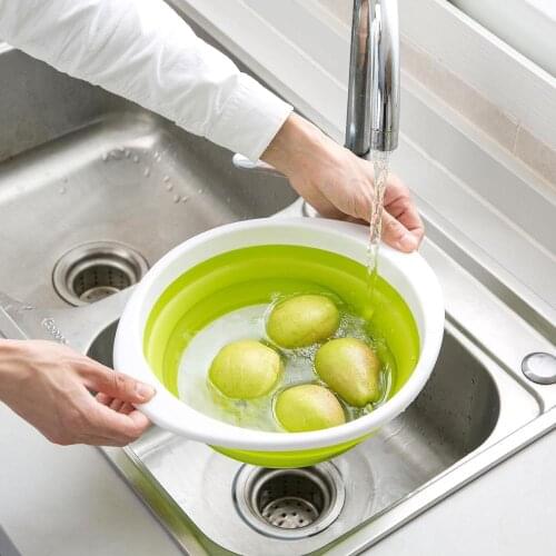 23/26/30CM Foldable Sink Kitchen Plastic Washing Fruit Bowl Portable Retractable Fruit Basket Kitchen Vegetable Storage Basket