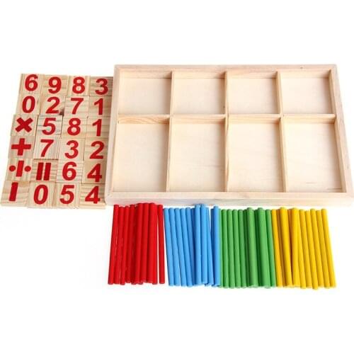 Pro Educational Math Manipulatives Wooden Counting Sticks Baby Kids Preschool Intelligence toys