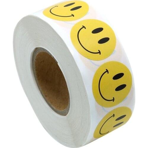 500pcs Smiling face stick-on label Paper Self-adhesive Sticker Seal Label Candy Box Decor Baking DIY Flower Packing Scrapbooking