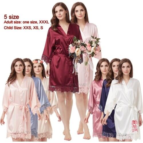 Silky Lace Robe Satin Bridesmaid Robes Bride Robe Bridal Party Robes Bridesmaid Gifts Lace Wedding Flower girl robes A900A