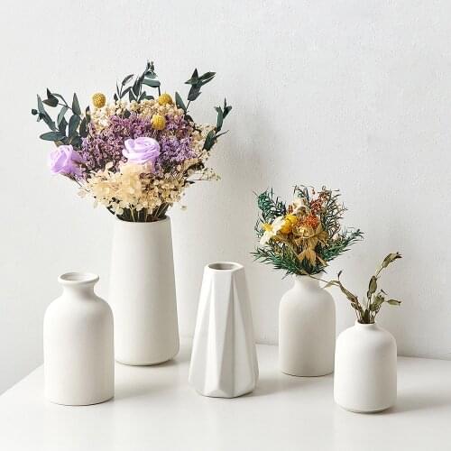 Nordic White Vase Decorative Ceramic Vases Dried Flower Decoration Living Room Decoration Accessories Modern Office Home Decor