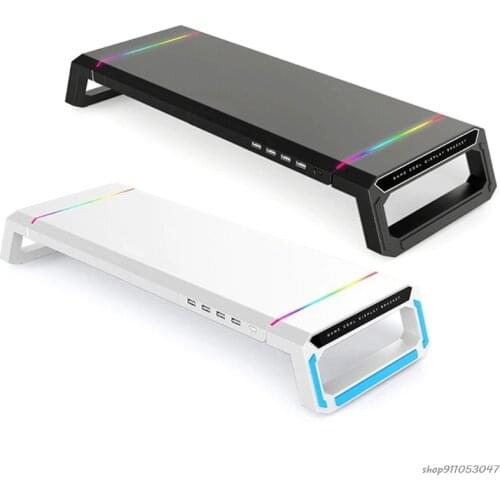T1 Universal Monitor Stand Riser RGB Support with 4 USB3.0 Charging Desk Organizer Holder Bracket for Laptop Computer Wholesales