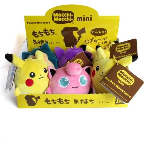 TAKARA TOMY Genuine Pokemon Mocchi-Mini Pikachu Snorlax Jigglypuff Gengar Plush Action Figure Model Toys