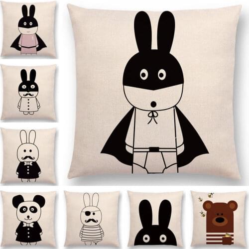 Nordic Style Simple Colour Cute Animals Bear Deer Rabbits Winter Scarf Warm The Heart Cushion Cover Decorative Pillow Case