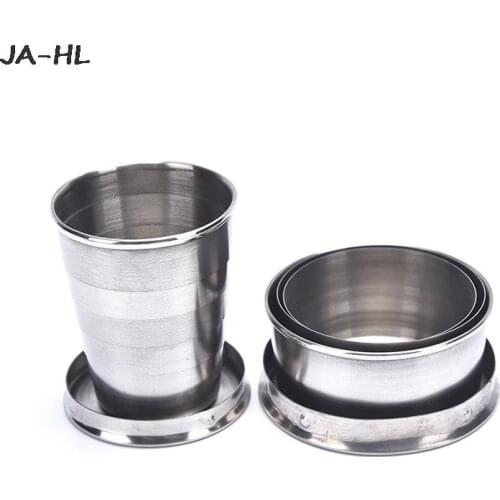 Retractable Telescopic Collapsible Cups With Keychain Folding Cup Portable For Outdoor Travel GYH All Stainless Steel