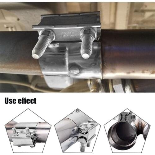 Stainless Steel 2.5 Inch 63MM Clamp Exhaust Pipe Clamp Butt Joint Stainless Steel Exhaust Sleeve Clamp Band for Car Motocycle