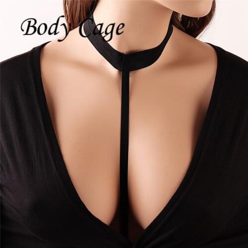 Body Cage cupless Around the neck lingerie Bondage Sexy Women Girl Hollow Out Elastic Cage Bra Bandage Strappy Halter Black