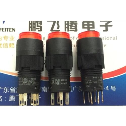 1PCS Japan Omron A3CT-90A0-R round reset button button micro switch 6 feet red