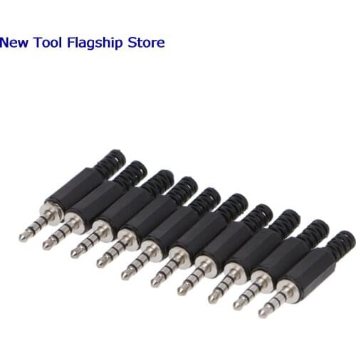 10Pcs/lot 3.5mm 1/8" Jack 4 Pole Stereo Audio Male Plug Cable Connector DIY Soldering