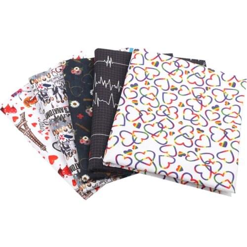 100% Cotton Fabric ECG Heart Printed Cloth Sheets DIY Crafts Supplies Handmade Masks Dress Making Materials 45*140cm 1pc