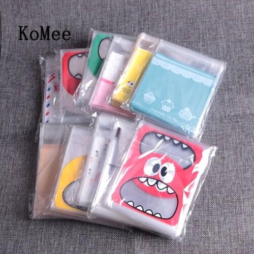 100pcs/set 7x7cm/10x10cm Cute Self-adhesive Gift Food Packing bags Dots Small Biscuit Bags Cookie Packaging Candy Plastic Bags