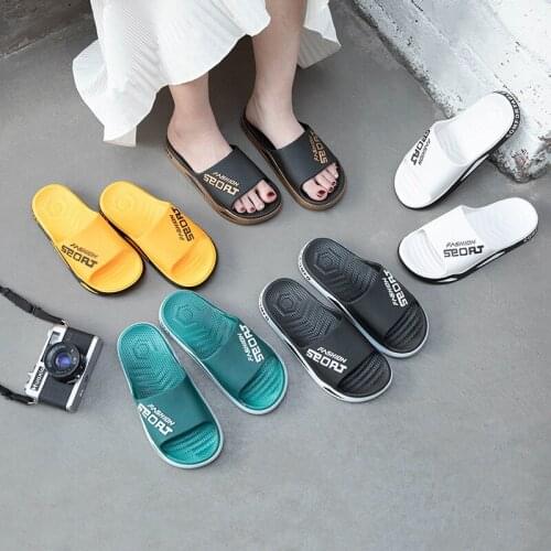 2021 Korean Style Comfortable Soft Thick Soled Slippers for Home Bath, Non-slip Light EVA Soled Shoes, Lovers' Flip-flops