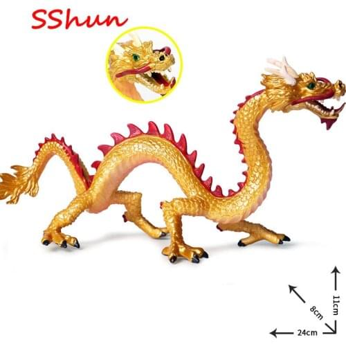 24*8*11cm Simulation Mythology and Legend Oriental Dragon Animal Model Toy Blue Dragon Model Shenlong Jiaolong Chinese Dragon Go
