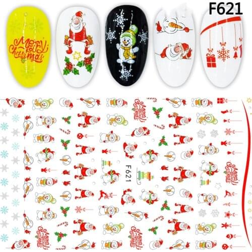 3D Nail Sticker Decals Santa Claus Snowflake Snowman Nail Art Decorations Sticker Slider Manicure Accessories Nails Decoraciones