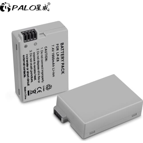 2pcs 7.4V 1800mAh LP-E8 LP-E8 LP E8 camera battery for Canon 550D 600D 650D 700D X4 X5 X4i X7i T2i T3i T4i T5i DSLR Camera 0.11