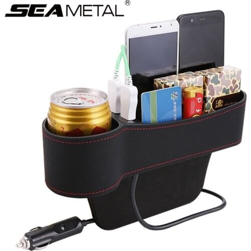 Car Accessories Seat Organizer Storage Box PU Leather Auto Seat Gap Crevice Side Slit Car Seat Organizer Key Phone Cups Holder
