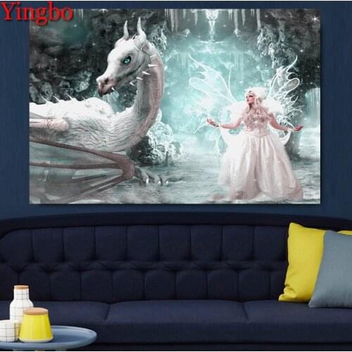 Diamond Embroidery Fantasy beauty fairy and dragon 5D DIY Diamond Mosaic Full Display Diamond Painting Cross Stitch New Sale