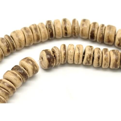 DoreenBeads 4 Strands Natural Coconut Wood Rondelle Loose Beads Handmade Beads for DIY Necklace 8mm Dia. 40cm(15-3/4") long