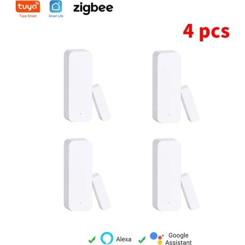 4 PCS Tuya Zigbee Door Sensor Contact Open Sensor for Smart Home Automation App Remote Control Work with Aleax, Google Home